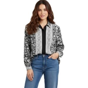 Impressions Vintage Retro Boho Button Up Top